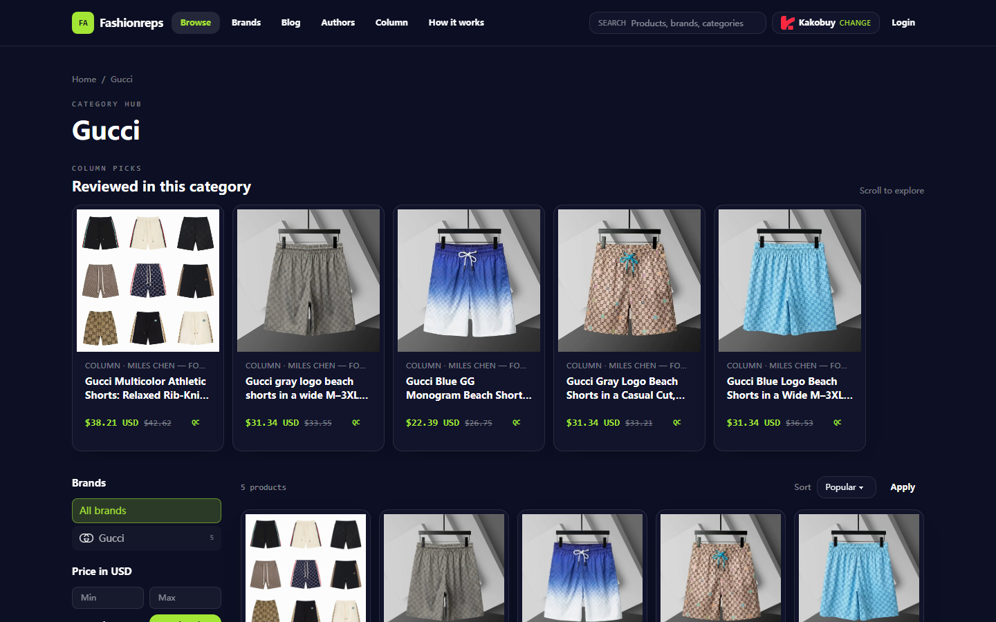 Gucci Catalog and Google Sheets: Browsing to Shortlisting