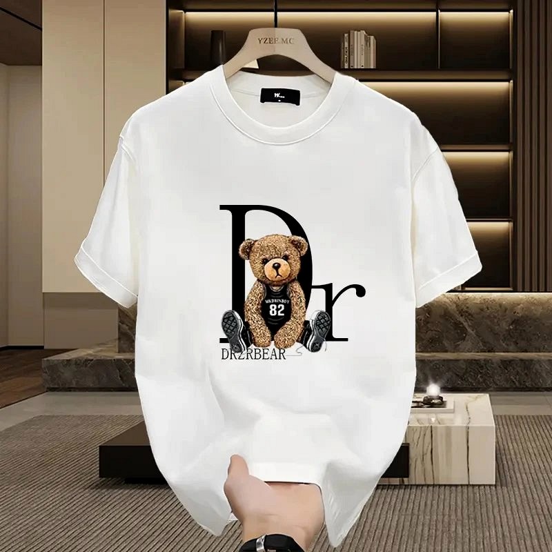 Dior Bear Graphic White T-Shirt Review: 230g Long-Staple Cotton, Loose Fit, Heat-Transfer Print